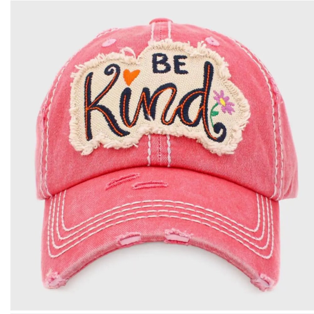 NWT BE KIND PINK DISTRESSED VINTAGE BASEBALL CAP